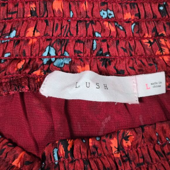 Lush Flowy‎ Floral Smocked Long Sleeve Dress in Wine L - Picture 5 of 8